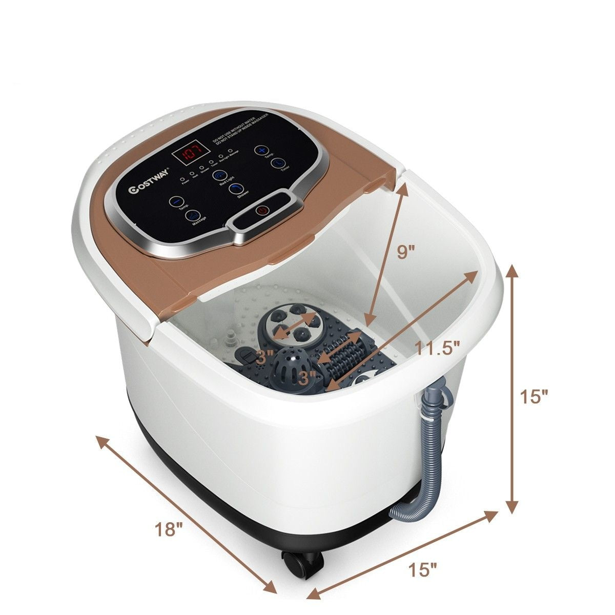 Coast Massage Voetenbad - Elektrisch Voetbad - 6 Massagerollen - 37,5 x 46 x 38,5 - Wit