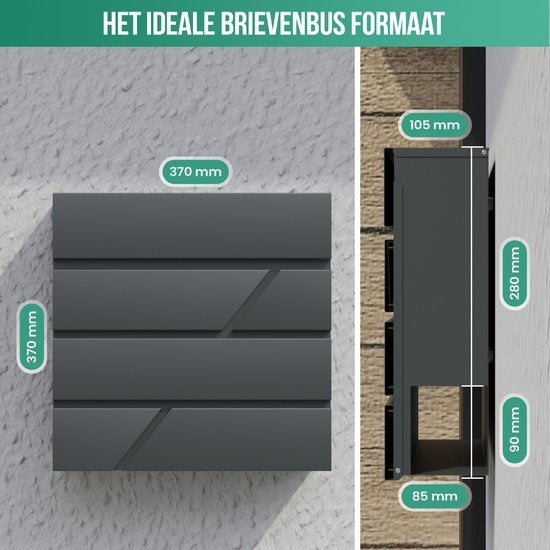 Avalo Brievenbus RVS Antraciet met Krantenvak en Slot - Incl. Montagemateriaal & 2 Sleutels