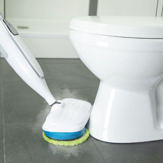 Livington Steam Twister Stoomreiniger met roterende dubbele mopkop, reinigt, schrobt en gepolijst, 3-traps stoomautomaat, 120 graden hete stoom, handstoomreiniger, wit