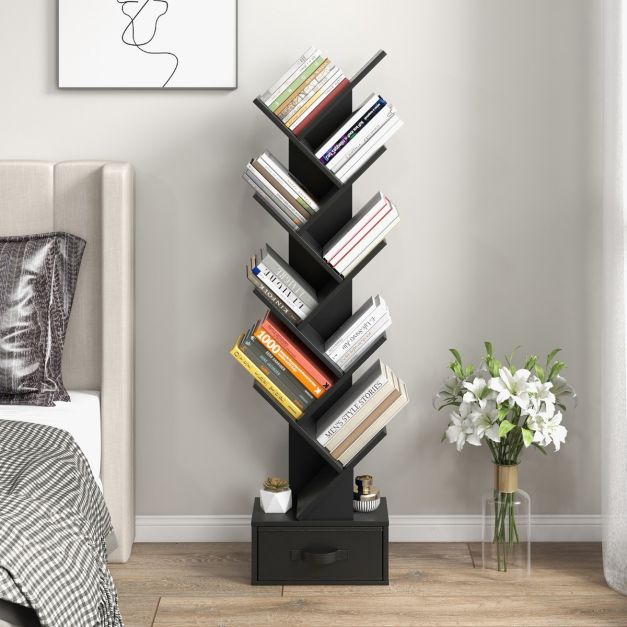 Coast Boekenplank – Met 10 Planken – 38 x 21,5 x 149,5 cm – zwart