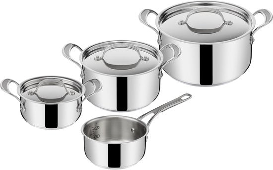 Jamie Oliver by Tefal Cook's Classic - Pannenset - 4-delig - Met Deksel - Inductie - RVS - Geschikt voor alle warmtebronnen
