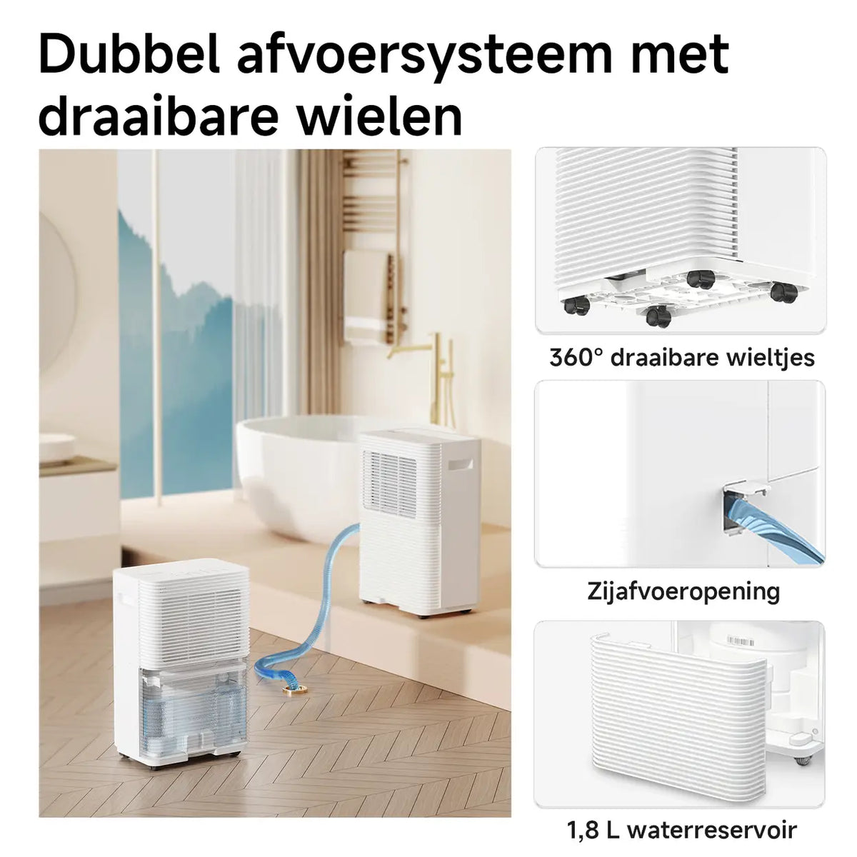 VINO slimme luchtontvochtiger - 12 L/dag - wifi - 1,8 L tank - wit