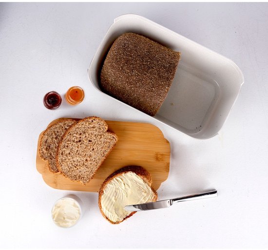 alpina Brood Opbergdoos 33x18,5x12 cm – Brooddoos Met Bamboe Deksel – Deksel Ook Als Snijplank – Compact Formaat – Voor Bewaren Van Brood – Keukenaccessoire