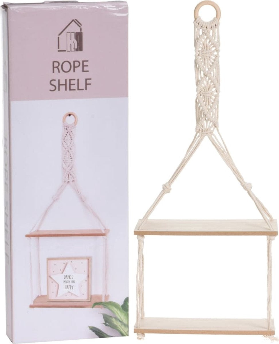 H&S Collection Wandrek met touwdecoratie 30x10x66 cm