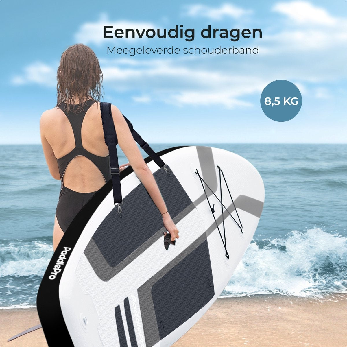 LifeGoods SUP Board - Luxe Set - met Zitje - Opblaasbaar Paddle Board - Max. 135KG - 320x81cm - Wit
