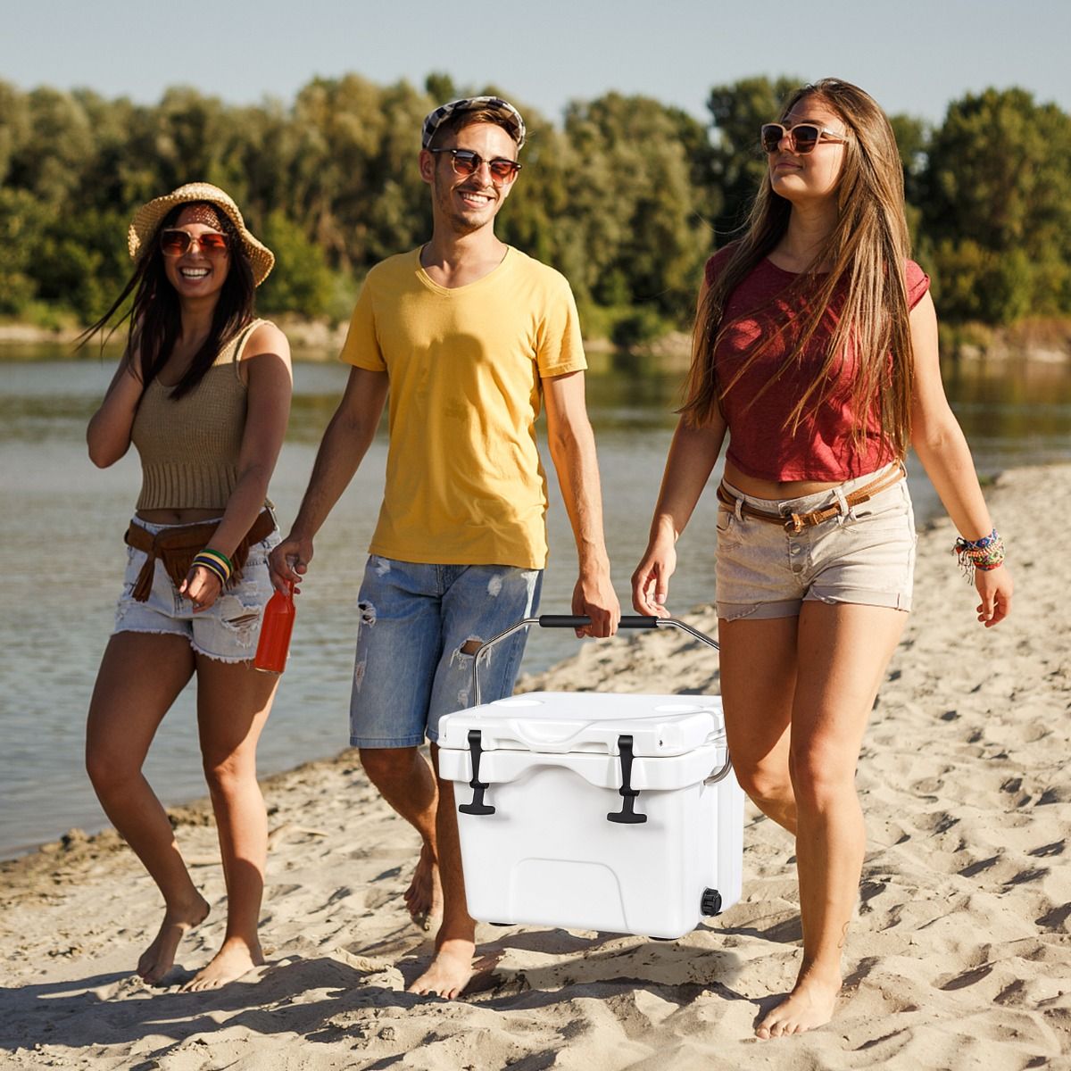 Coast Koelbox - 15 liter - met handvat en aftapplug - 2 bekerhouders - wit