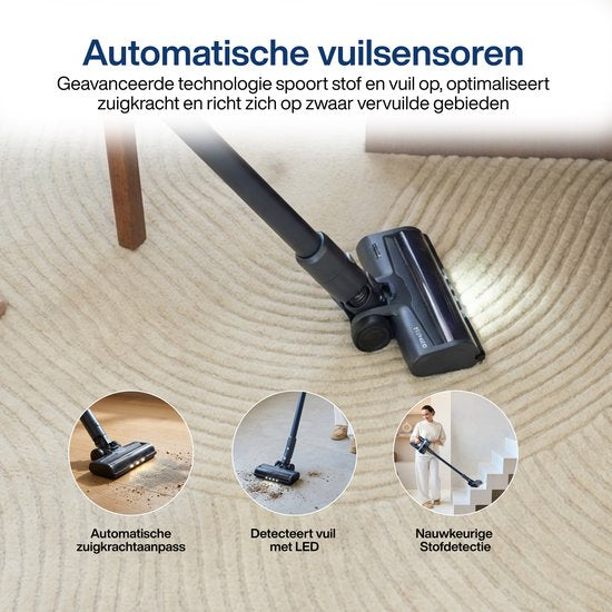 Steelstofzuiger Draadloos CleanDetect Lite 200W - Draadloze stofzuiger - 22kPa zuigkracht - 2 Opzetstukken - Zonder zak op accu - Samako