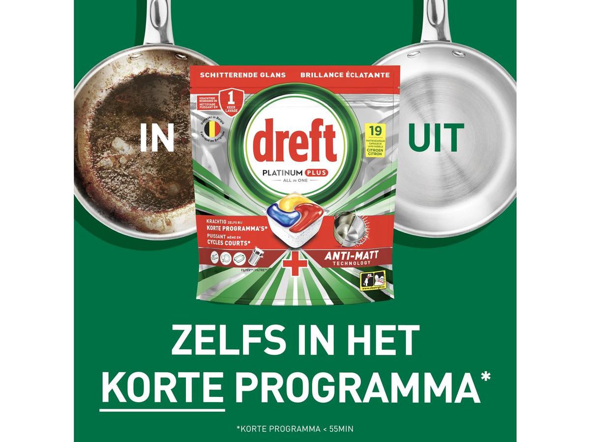 Dreft Platinum Plus Vaatwastabletten - Lemon Geur - 72 stuks - 144x aanbieding