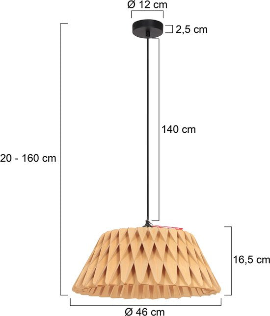 Anne Lighting - hanglamp - Maze - naturel - hout - Ø 46cm - E27 - 3490E