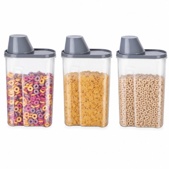 alpina Voorraaddoos met Deksel 1,7 Liter – Bewaardoos met Schenktuit en Maatbeker – Voor Cereal, Pasta, Rijst en Muesli