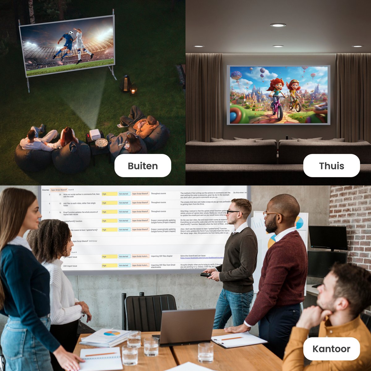 Strex - Beamerscherm - 100 Inch  -160° Kijkhoek - Incl. Bevestigingsmateriaal - 220x120 CM - Grijs