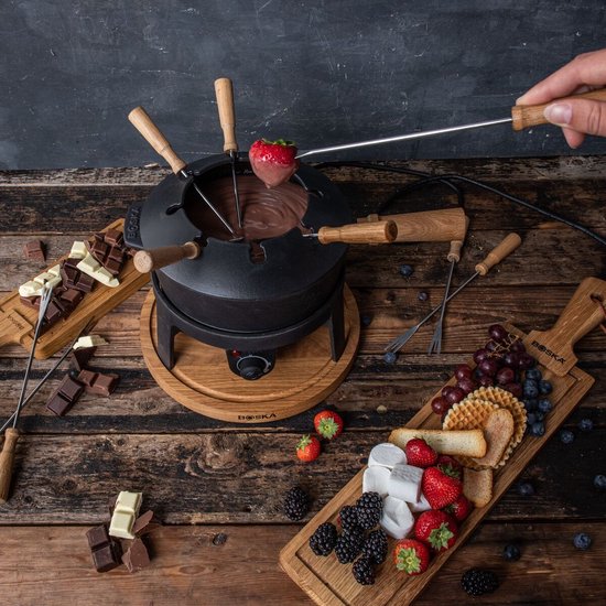 Boska Elektrische Fondueset Pro - Voor elk type fondue - 8 personen - Stijlvol gietijzer - Extra lang snoer