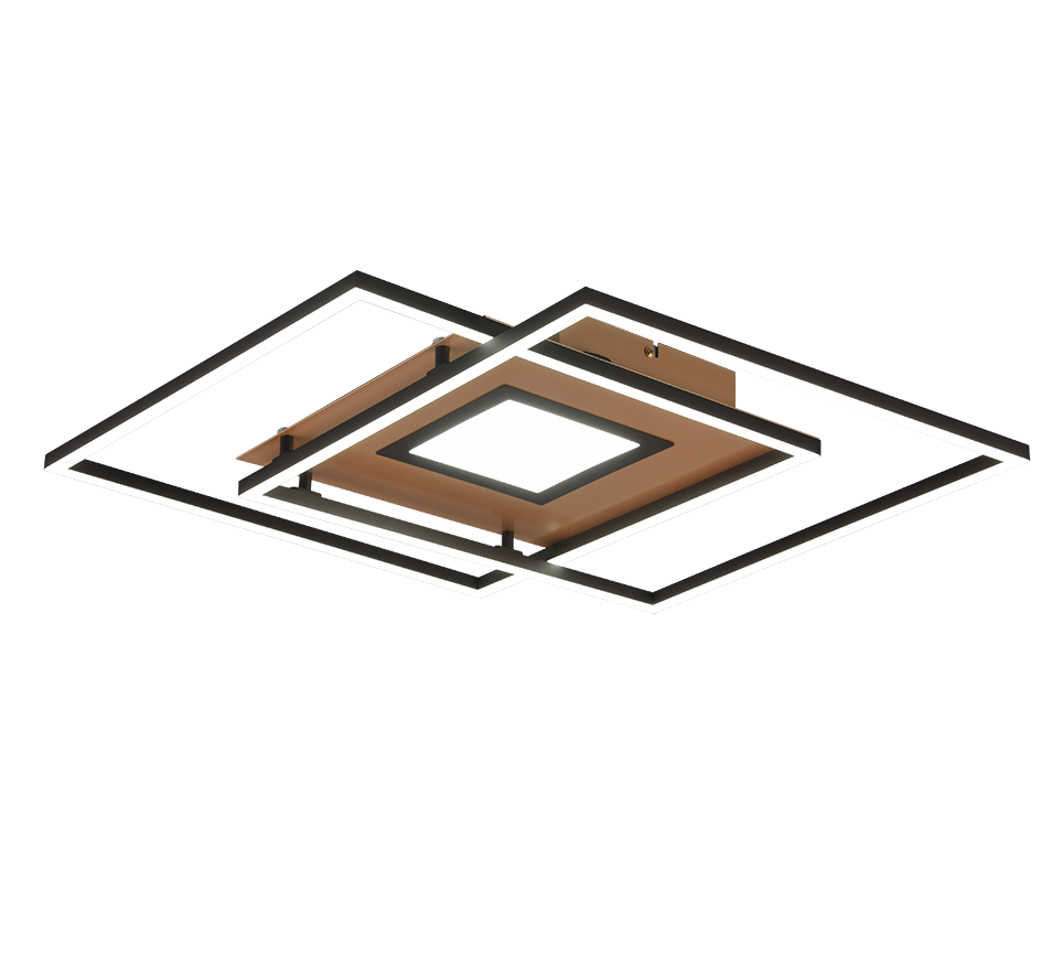 Trio Plafonniere Via – LED Plafondlamp – 36W – Messing – 50 x 50 x 6,5 cm