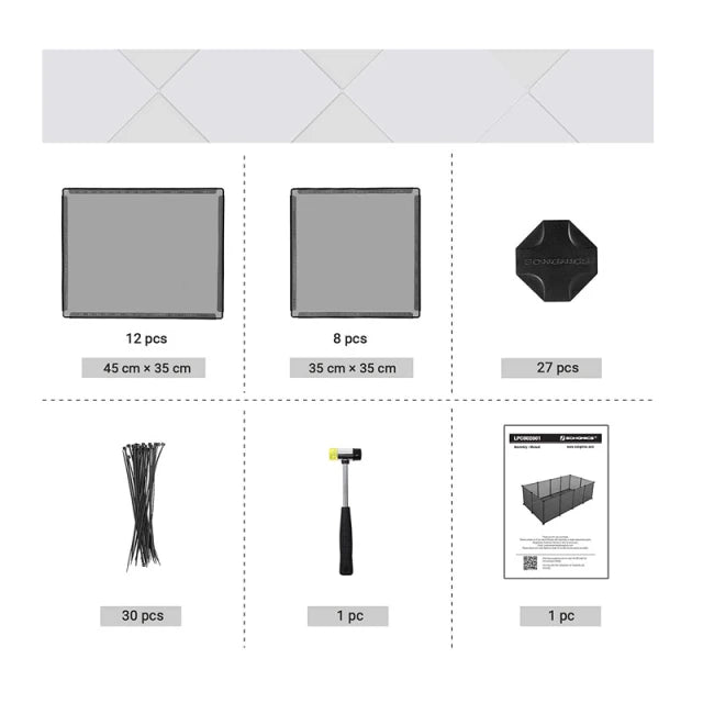 Songmics Multifunctionele Huisdierenkooi En Trainingspark – 143 x 71 x 47 cm – Grijs Met 20 Panelen