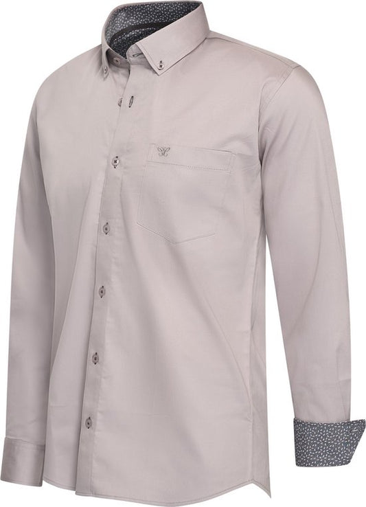 Cappuccino Italia - Heren Overhemden Ancona Stretch - Grijs - Maat XXL