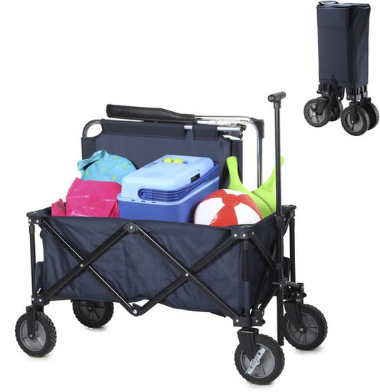 Tristar Bolderkar opvouwbaar - Stevige Bolderwagen Harmonicaframe - 70 kg draagvermogen - 39x20x75 cm - Incl. Bodemplaat en Opbergtas - Campingwagen, Transportkar, Trekwagen en Strandkar voor Tuin, Festival, Boodschappen, dagje uit - HC-0910 - Blauw