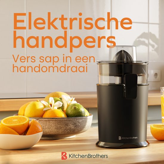 KitchenBrothers Citruspers - Handmatig - Met Uitloop - 0.5L - Zwart