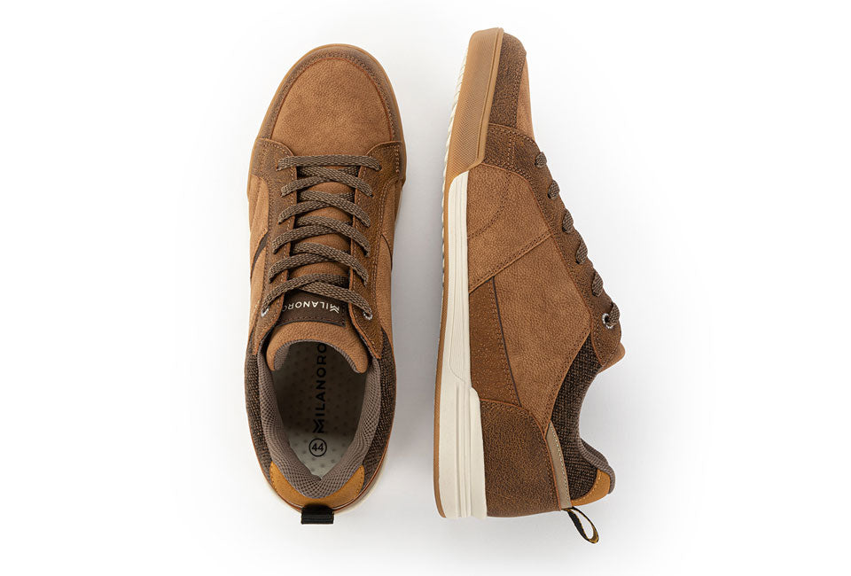 Milanoro - Comfortabele sneakers voor heren - Cognac - Maat 43