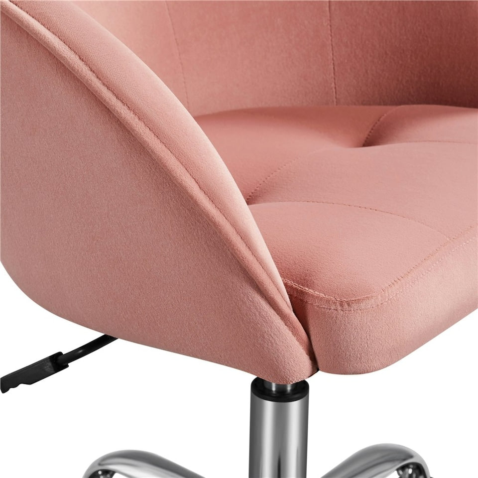 Yaheetech Ergonomische Bureaustoel Fluweel - Verstelbaar 76,5 tot 86,5 cm - 60 x 60 cm - Lichtroze