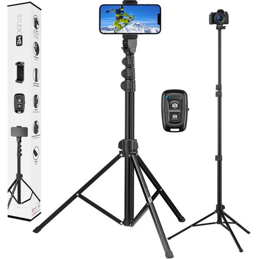 Studio ME Telefoon Statief - 170 cm - Tripod Smartphone - Zwart - Camera Statief - Telefoonhouder - Incl. Bluetooth Afstandsbediening - Tripod Iphone - Statief Telefoon