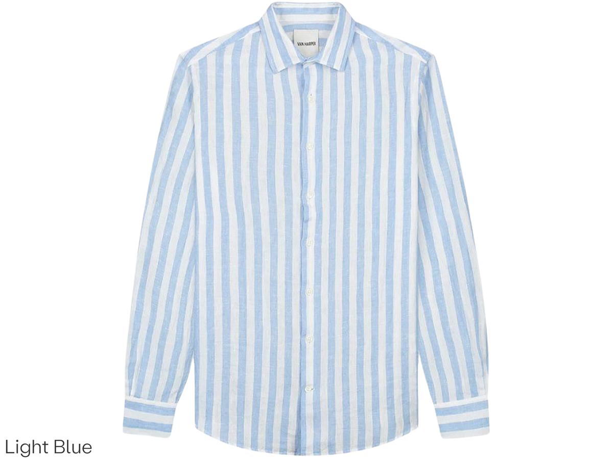 Van Harper Linnen Overhemd - Regular Fit - maat M - Leaf Green Stripe