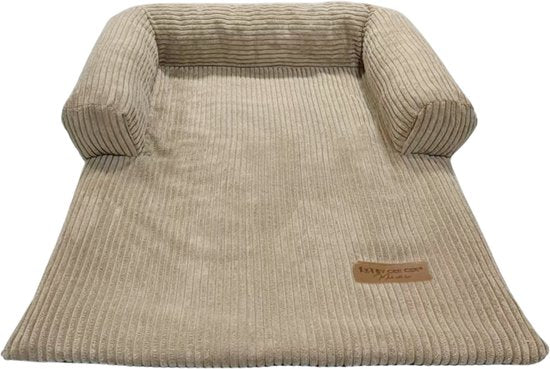 By Cee Cee – Hondendeken Voor Bank – 90 x 90 x 16 cm – Voorzien Van Volledig Afritsbare Hoes En Opstaande Randen – Voor Meubelbescherming – Mokka Ribstof