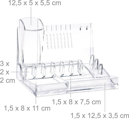 relaxdays make up organizer - acryl cosmeticahouder - cosmetica opslag - sieradenhouder doorzichtig