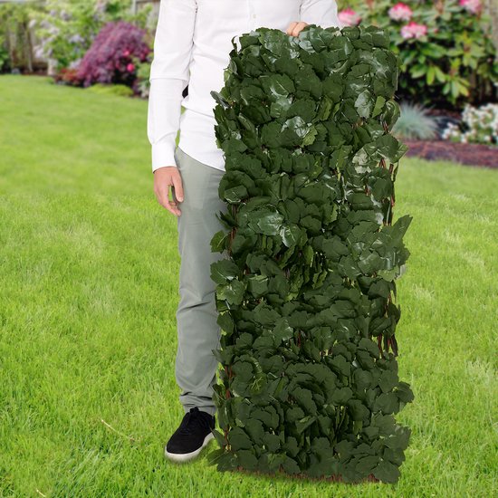 Brixy Kunsthaag – Uitschuifbaar – 180 x 90 cm – Kunstklimop – Kunstplanten Voor Buiten En Binnen – Namaak Plant – Kunst Klimop – Uittrekbaar – Tuinscherm – Balkonscherm