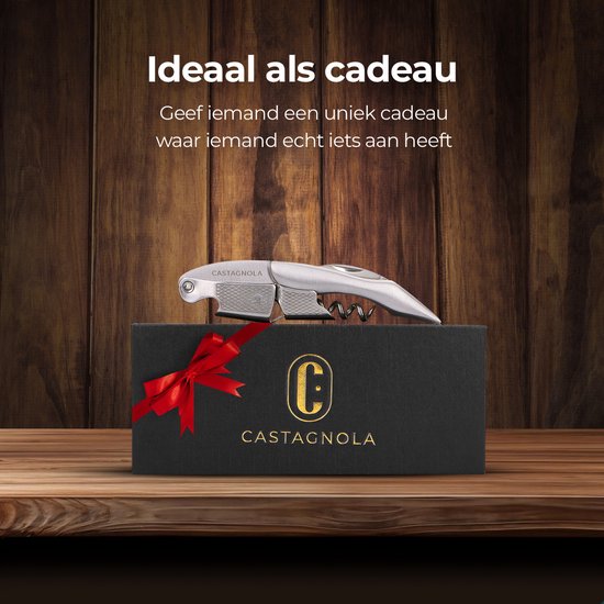 Castagnola Kurkentrekker - Kelnermes - Wijnopener - Wijn opener - Flesopener - Hefboom - Deluxe - Volledig RVS