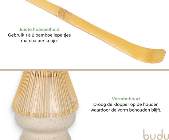 Budu Matchatset 3-delig - Matcha klopper - Matcha thee set