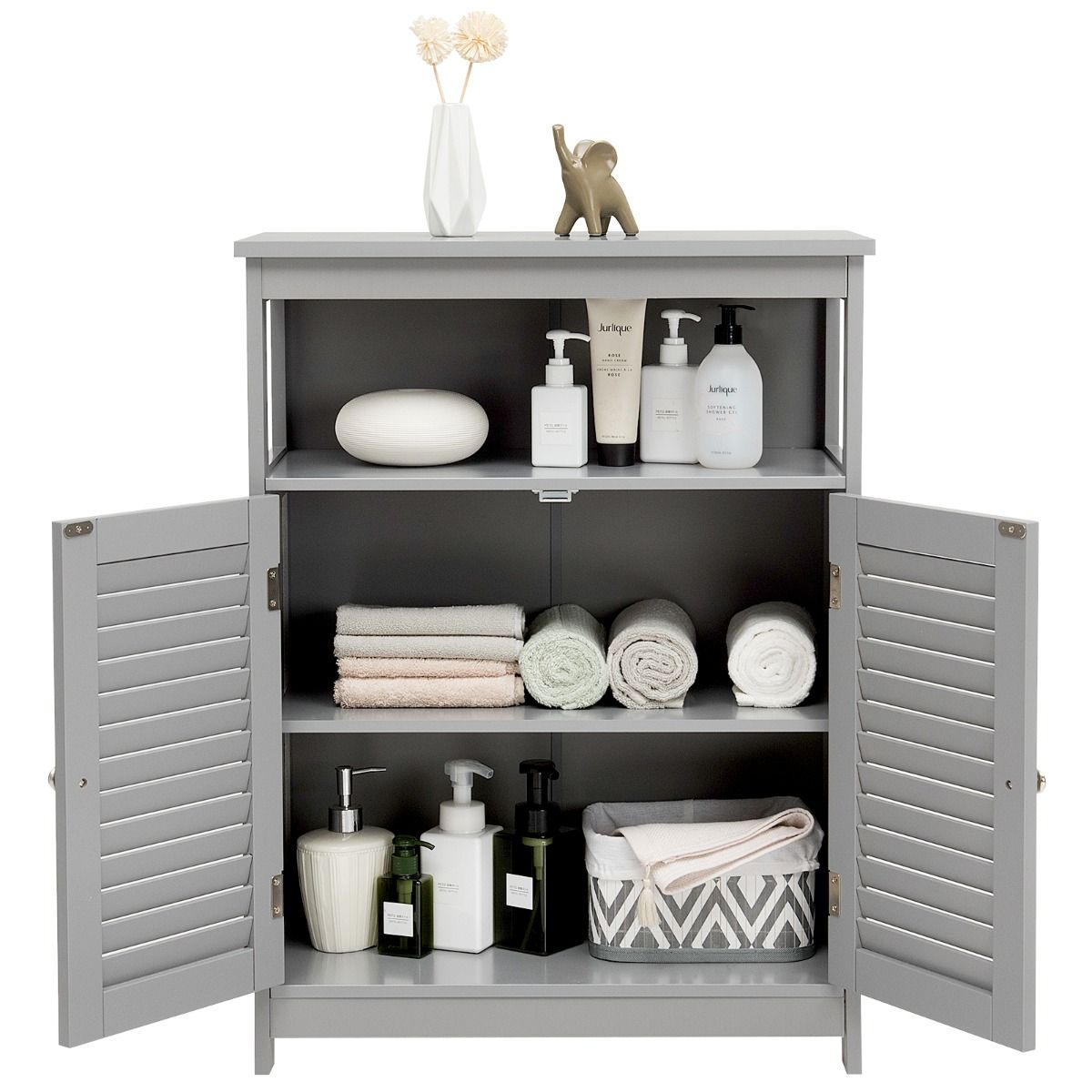 Coast Badkamerkast - Dubbele Deur - Open Plank - 60 x 30,5 x 80 cm - Grijs