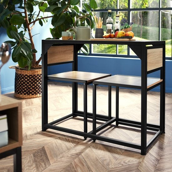 tectake® - Zitgroep Milton - Eetkamerset - Compact op te bergen - industrial dark - 404356