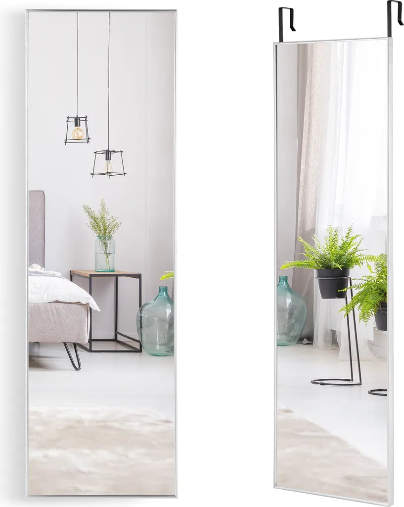 Coast 37 x 120 cm Volledig lichaamsniveau met hoogte -verstelbare hanghaken wandspiegel zilver