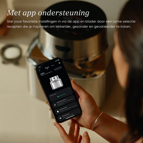Cosori Iconic Single - RVS airfryer - 6.2L inhoud - Keramische anti aanbaklaag - met app ondersteuning