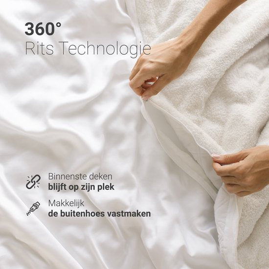 CozySense® Verzwaringsdeken 13kg - 200x200cm - Zwaartedeken met Wasbare Hoes - Weighted Blanket met GLASS-Flow® Drukverdeling - Wit