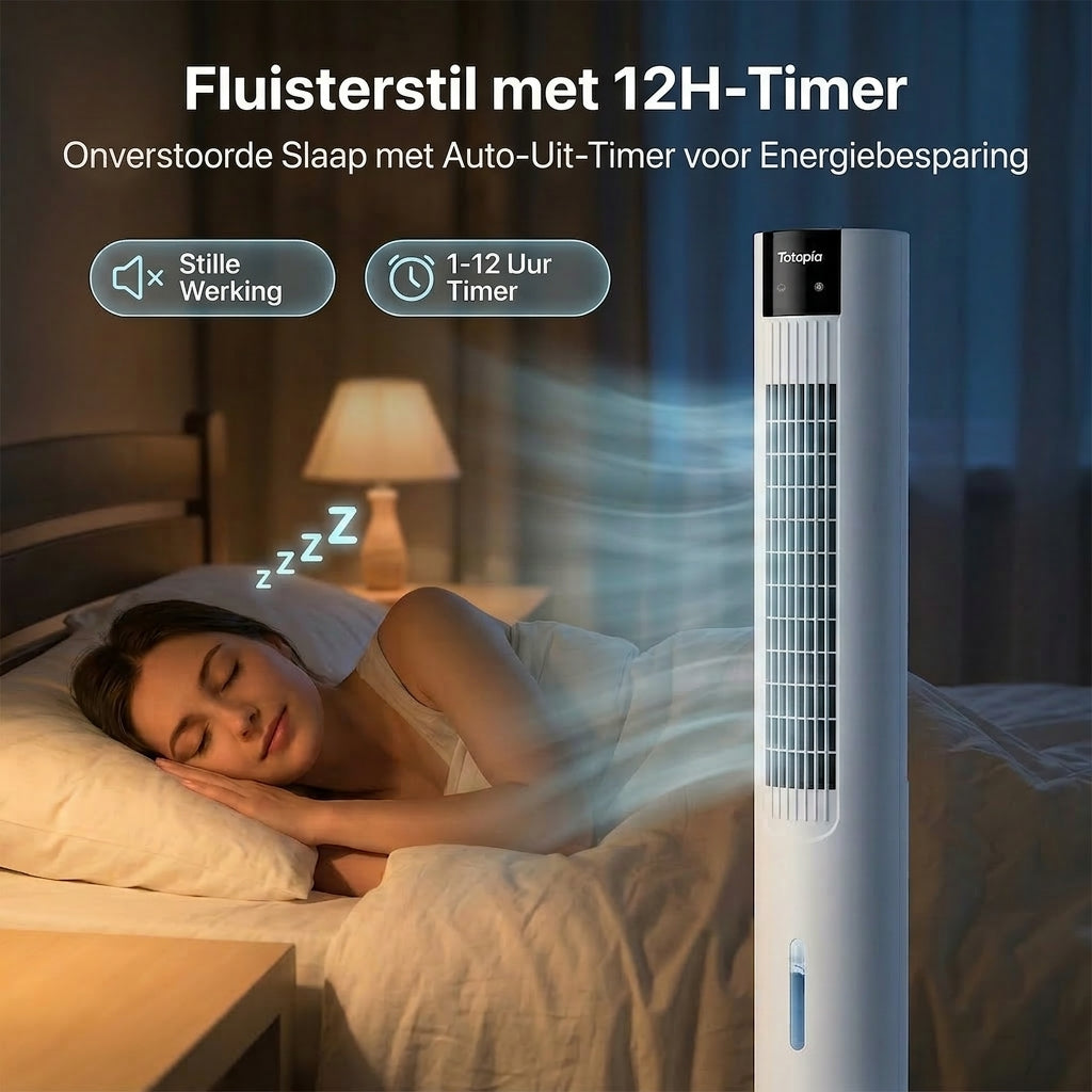 Totopia waterkoelende torenventilator - 70° oscillatie