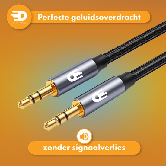 Drivv. AUX Kabel 3.5 mm - Audio Kabel - Goud Vergulde - Male naar Male - Zilver - 1.5 meter