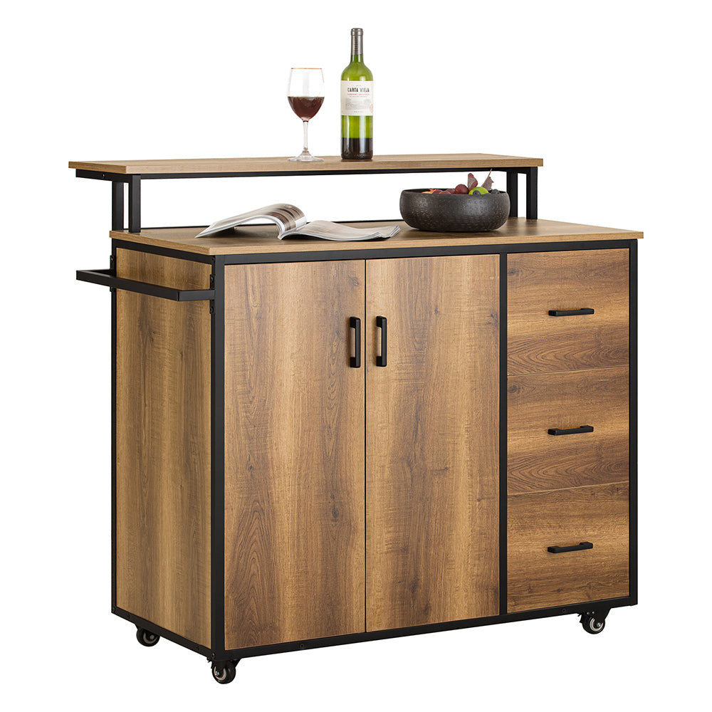 SoBuy Keukenkast op wielen - Dressoir - 2 Deuren + 3 Lades - Max. 75 kg - 113 x 69 x 106 cm - Modern