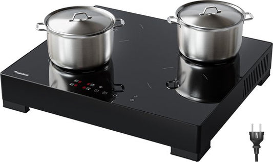 KitchenBrothers Inductie Kookplaat - Vrijstaande Inductieplaat - 60 cm - 4 Zones - 1 Fase - Tot 2400W - Zwart