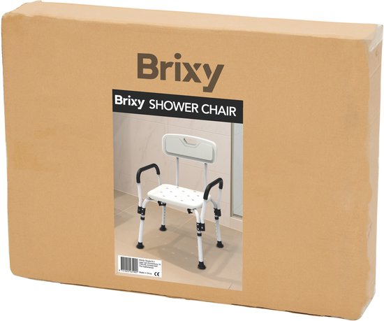 Brixy Douchestoel Met Afneembare Rugleuning En Armleuning - Anti Slip - Verstelbare Hoogte - Max. 150 kg - Douchekruk