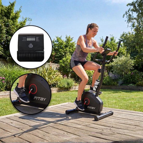 Fitby Hometrainer - Hometrainer Fiets - Hometrainers Fitness - 8 weerstandniveaus - Met hartslagfunctie - 100 KG - Zwart