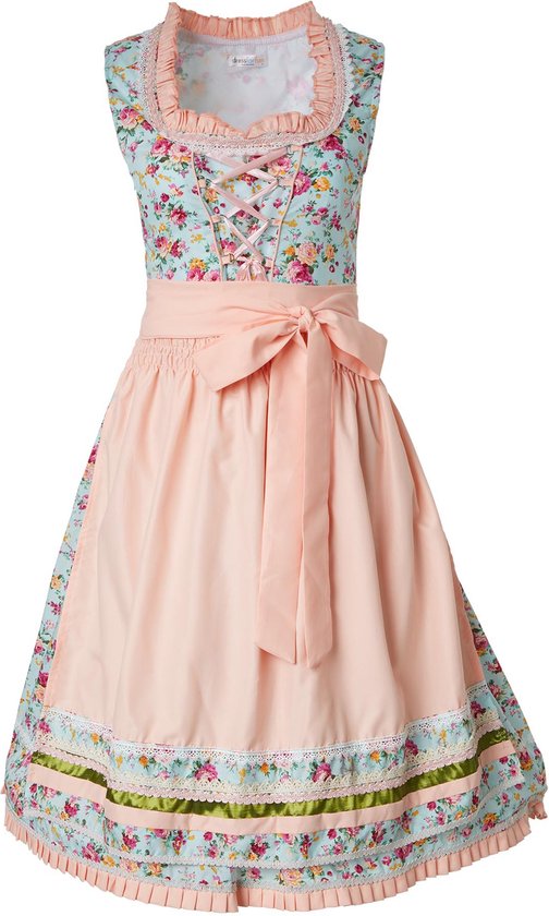 Dressforfun Midi-Dirndl Erding model 2 L - verkleedkleding kostuum halloween verkleden feestkleding carnavalskleding carnaval feestkledij partykleding - 304637
