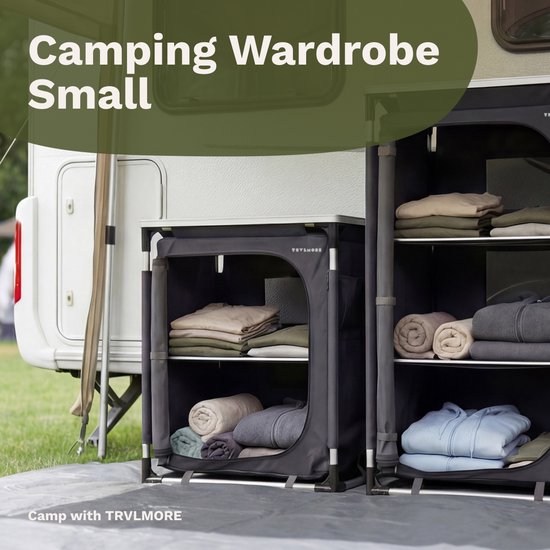 TRVLMORE Campingkast - Campingkeuken - 70KG Draagvermogen - Aluminium Frame - Inklapbaar - Incl. Draagtas - 50x60x72CM - Grijs