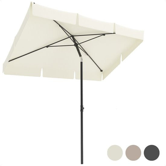LifeGoods Parasol - Incl. Hoes - 30° Kantelbaar - Waterdicht - Crème - 200 x 125 cm