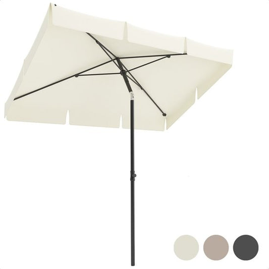 LifeGoods Parasol - Incl. Hoes - 30° Kantelbaar - Waterdicht - Crème - 200 x 125 cm