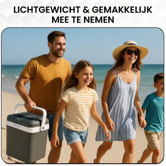 Outbee Koelbox - Koelbox elektrisch 12v 230 volt - Koelbox auto - 21L - Geschikt voor 1,5 liter flessen - Grijs