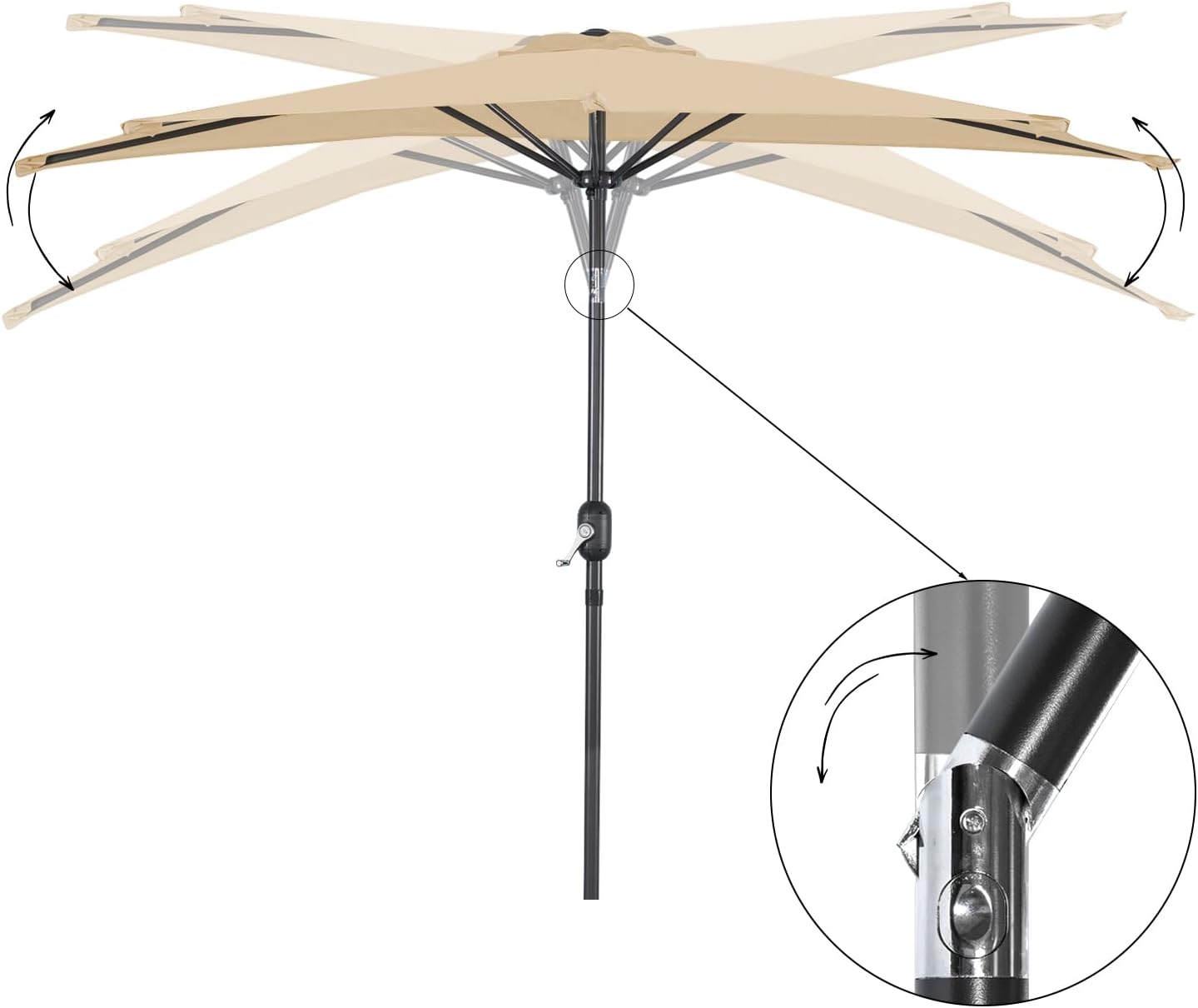 Angel Living Balkonparasol - Halfrond - 265 x 132 cm - Beige