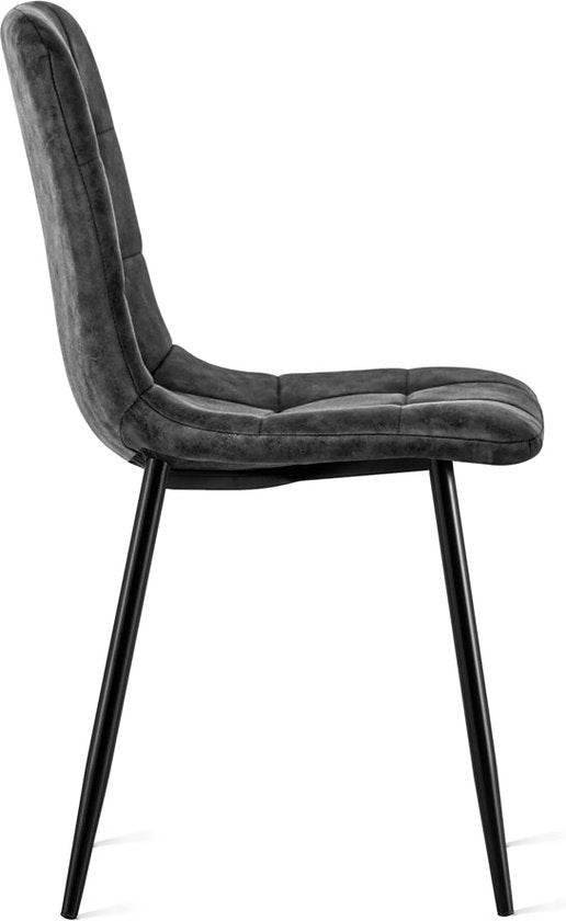 Refurna Eetkamerstoel - Luxe - Microleder - Max. 125 kg - 62 x 51 x 85 cm - Antraciet
