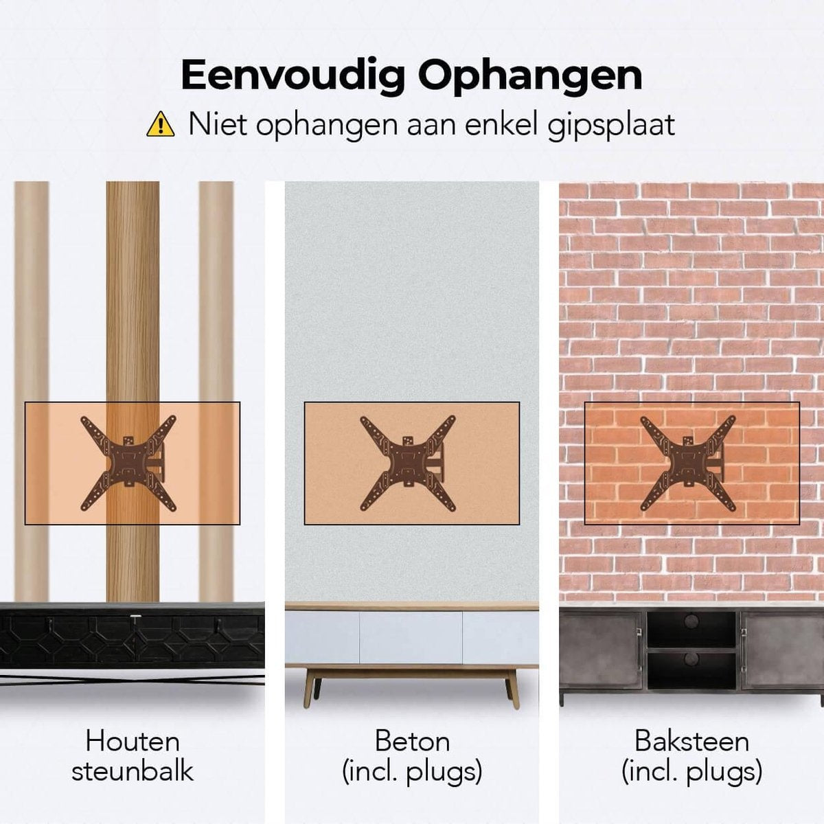 Auronic TV Beugel - Draaibaar en Kantelbaar - 26 tot 55 inch - tot 30 KG - Zwart