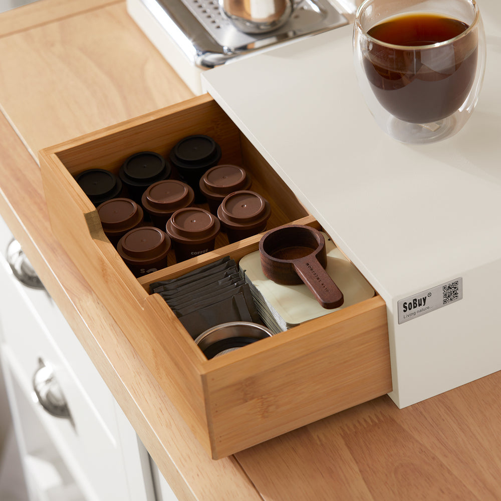 SoBuy FRG179-WN Capsulehouder Voor Koffie - Bamboe - 30x9x31 cm